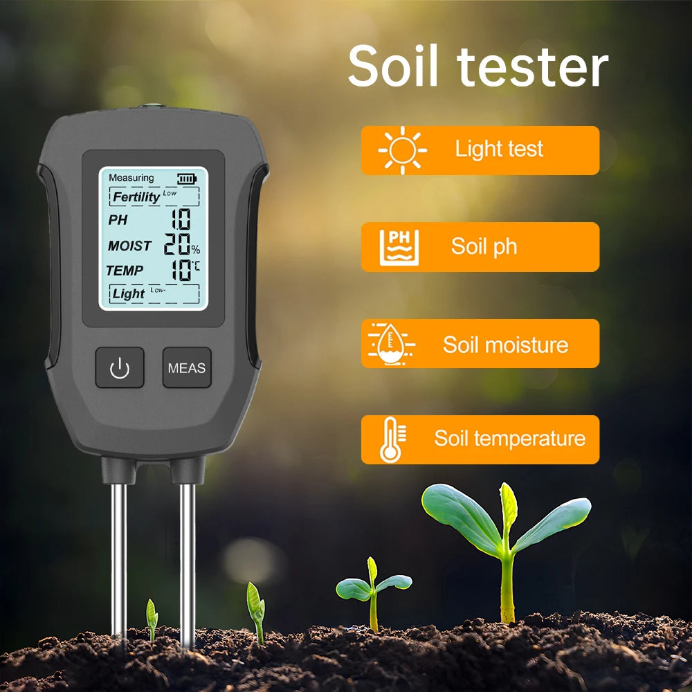 6-in-1 LCD Soil Tester PH Moisture Temperature Humidity