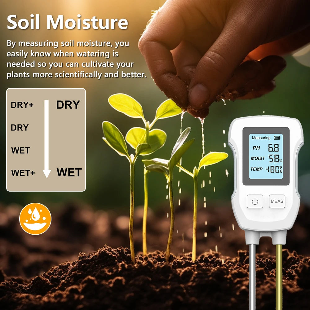 6-in-1 LCD Soil Tester PH Moisture Temperature Humidity
