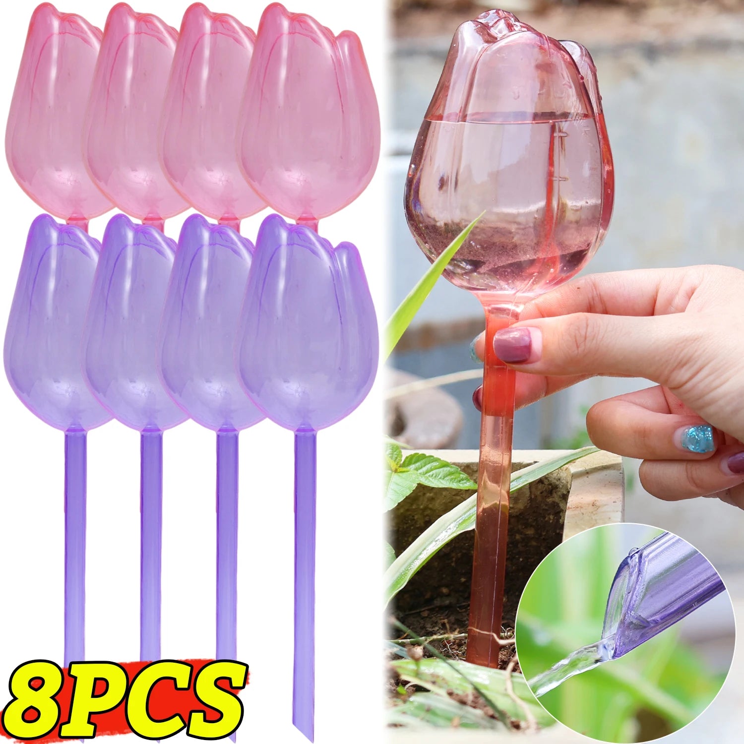 Plastic Tulip Waterer Plant Watering Globes Automatic Drip