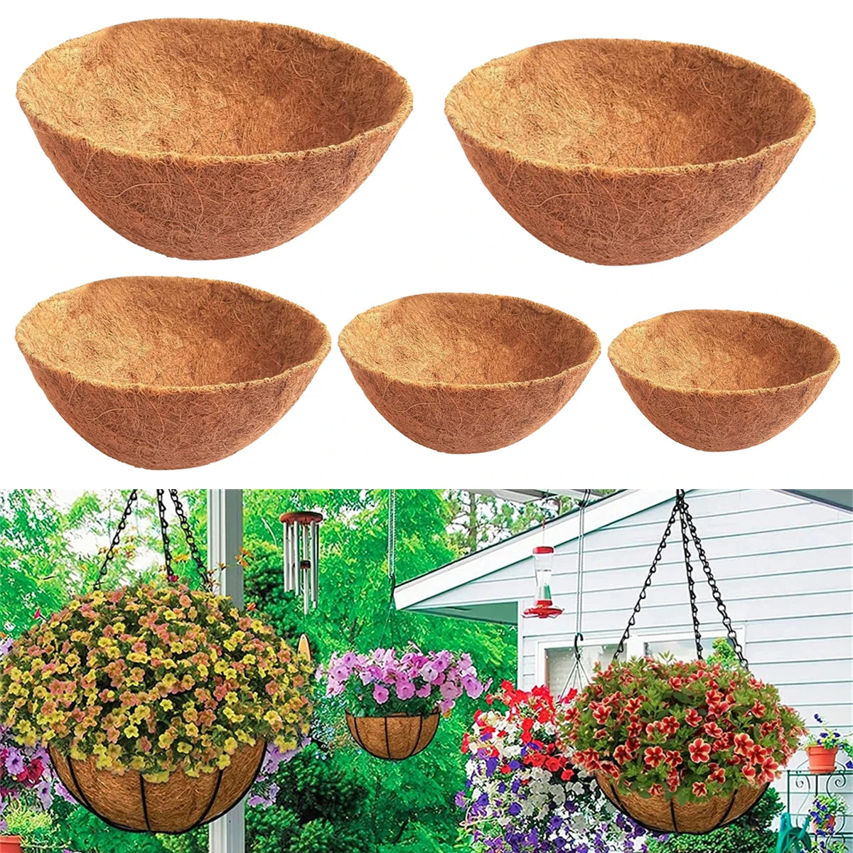Breathable Round Coconut Palm Mat For Hanging Basket