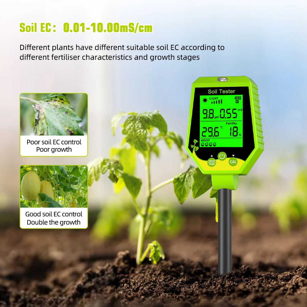 6-in-1 Multifunction Soil Meter Digital PH Tester Ec/light/moisture…