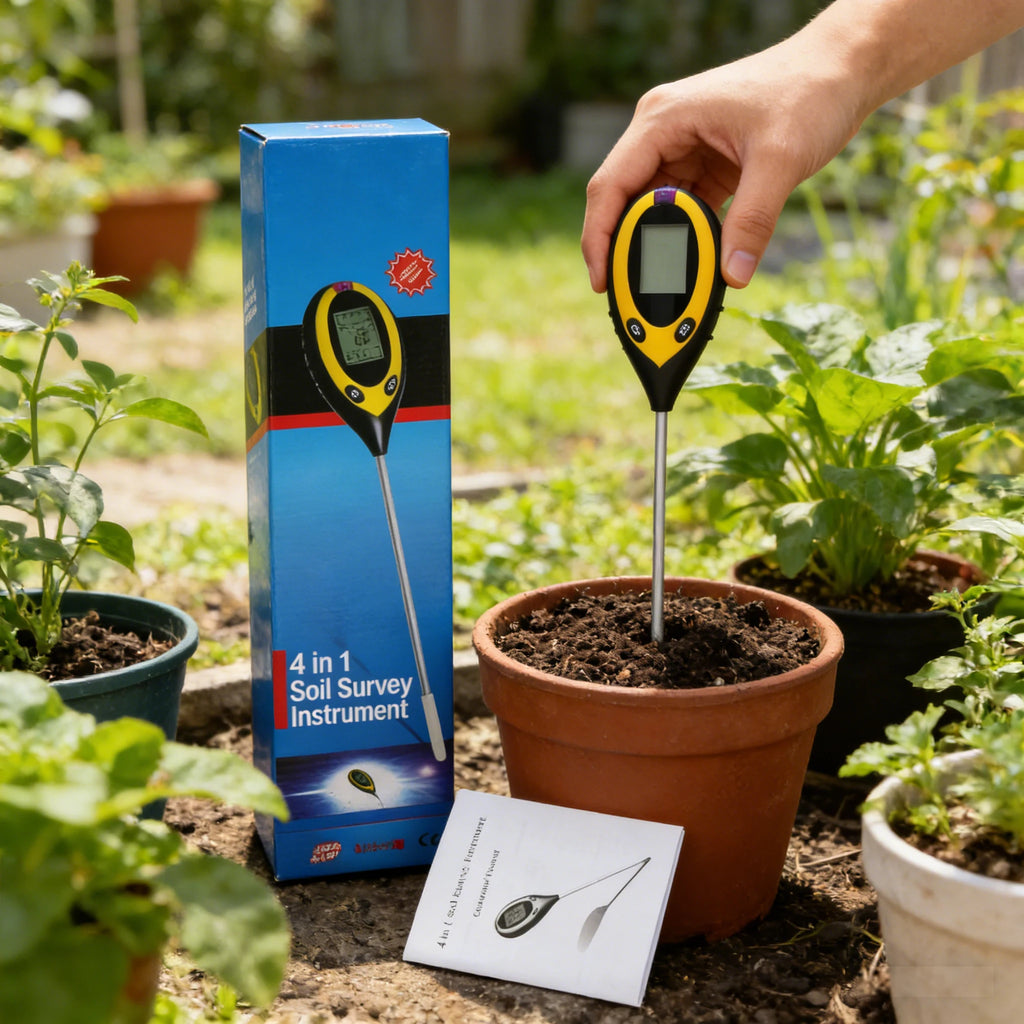 4-in-1 Soil Tester Meter For PH Moisture Temperature