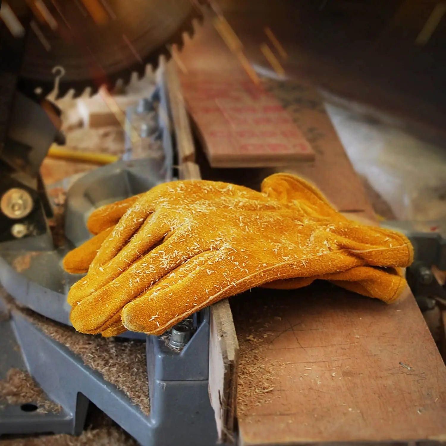 Leather Work Gloves Flex Grip Tough Cowhide