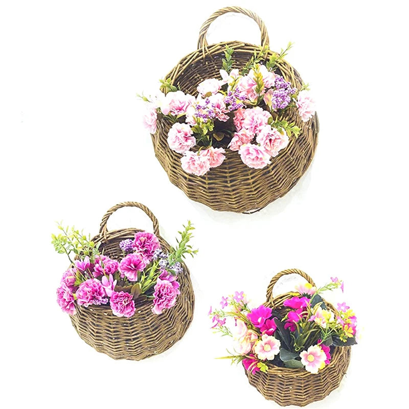 Flower Planter Wall Hanging Wicker Rattam Basket Garden