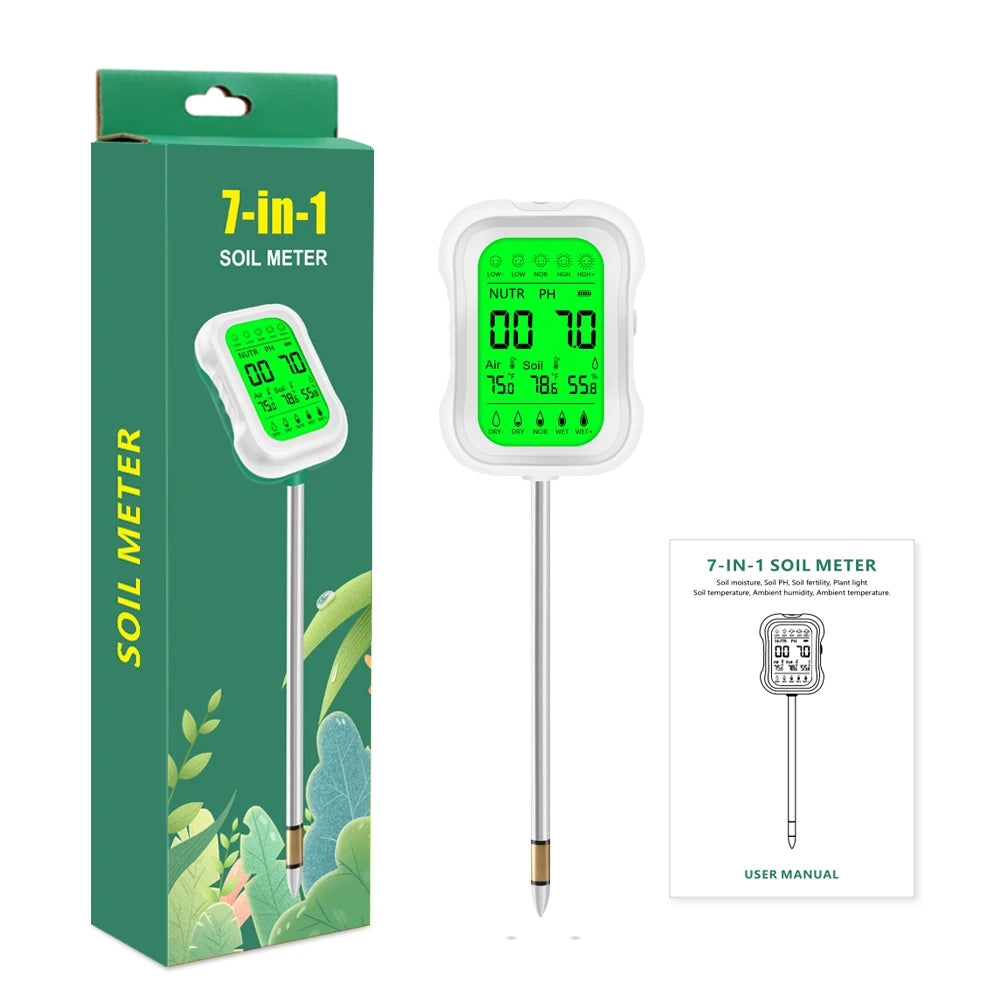 YIERYI Soil Meter Digital PH Moisture Fertility Light