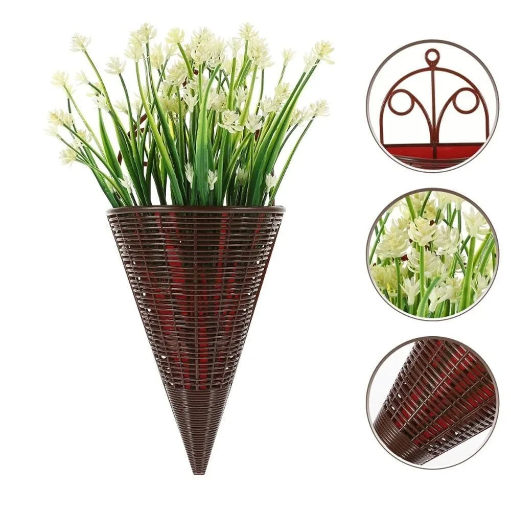 Plastic Hanging Flower Basket Fan-Shaped Pattern Durable Art