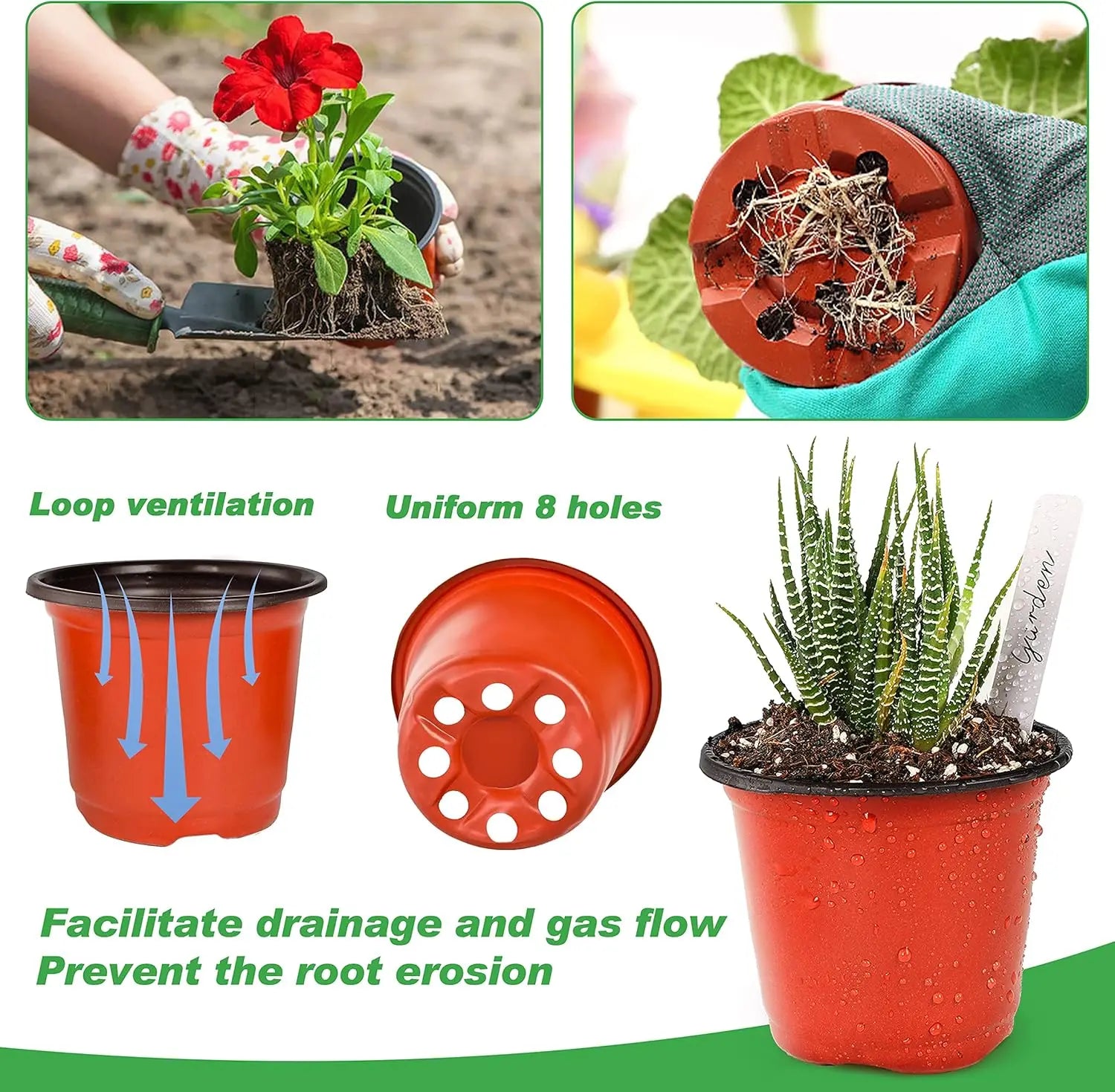 4" Plastic Plant Nursery Pots 100pcs