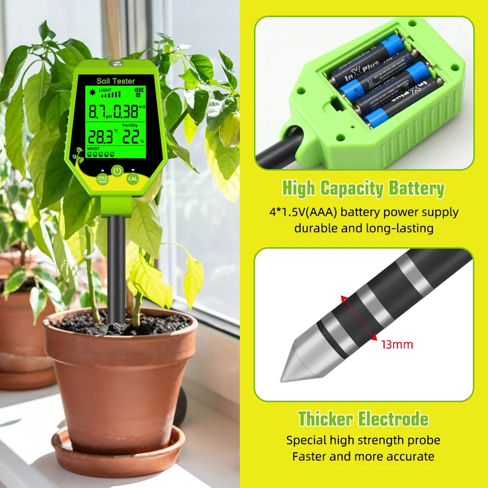 6-in-1 Multifunction Soil Meter Digital PH Tester Ec/light/moisture…