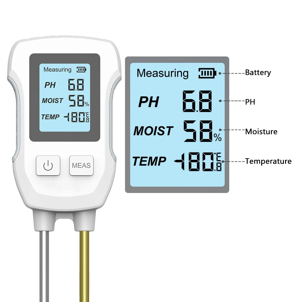 6-in-1 LCD Soil Tester PH Moisture Temperature Humidity