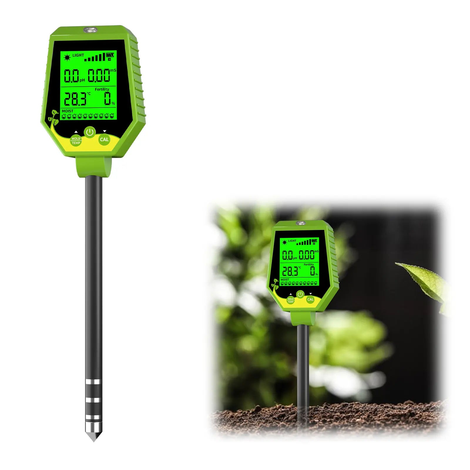 6-in-1 Multifunction Soil Meter Digital PH Tester Ec/light/moisture…