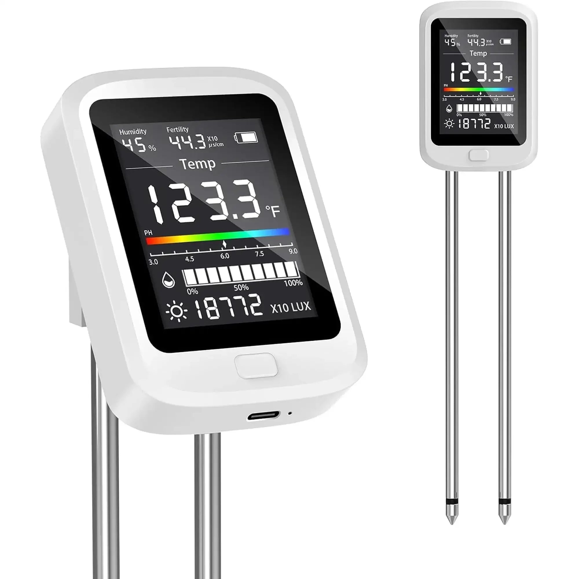 6-in-1 Soil PH Tester Double Needle Ambient Humidity