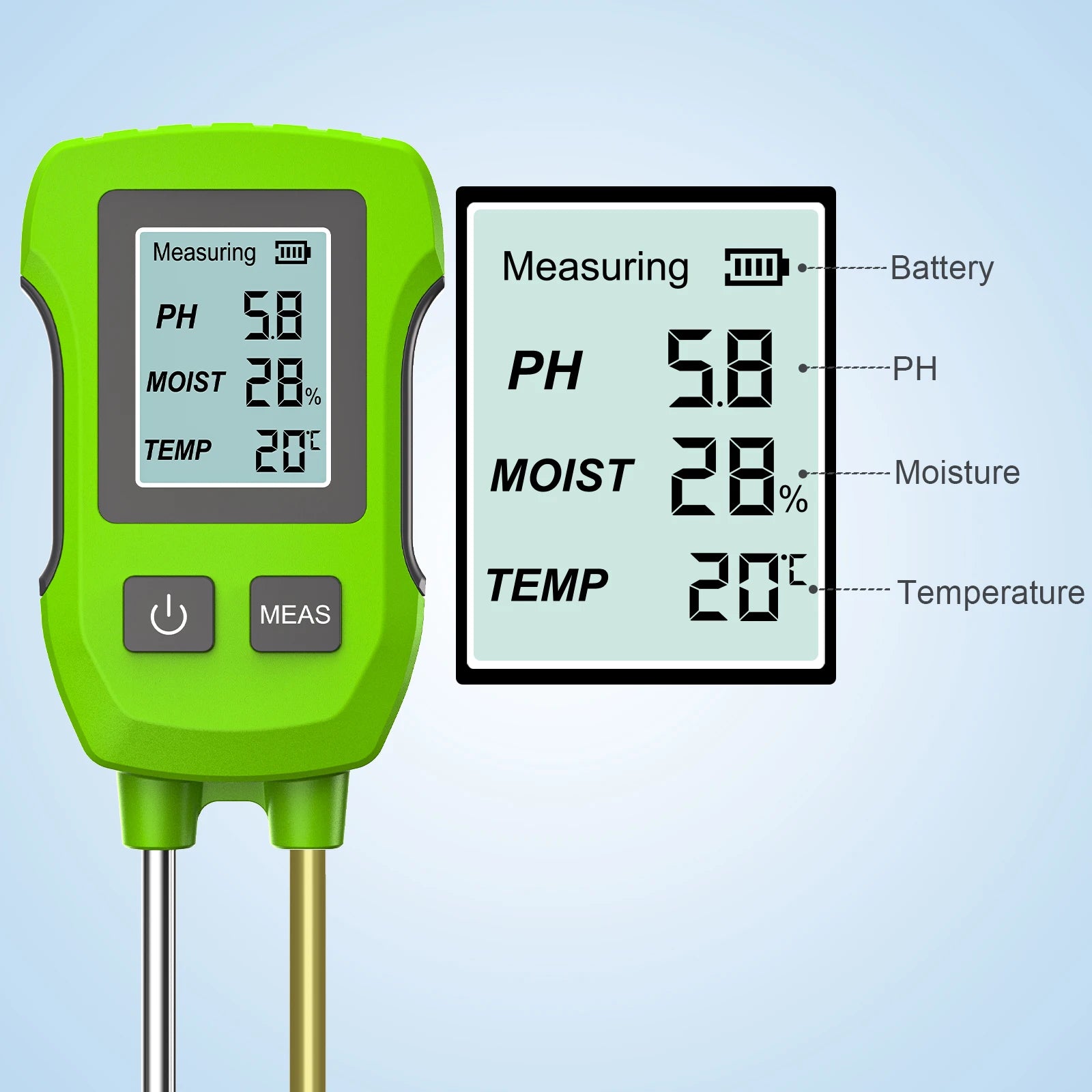 Digital Soil Tester Ph/moisture/temperature High Accuracy Soil Meter
