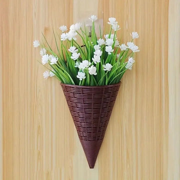 Plastic Hanging Flower Basket Fan-Shaped Pattern Durable Art