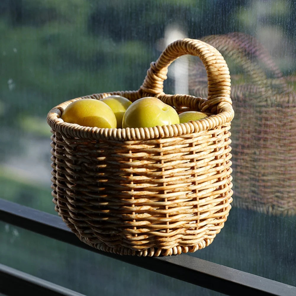 Home Hanging Woven Storage Basket Hand-Woven Wall Basket