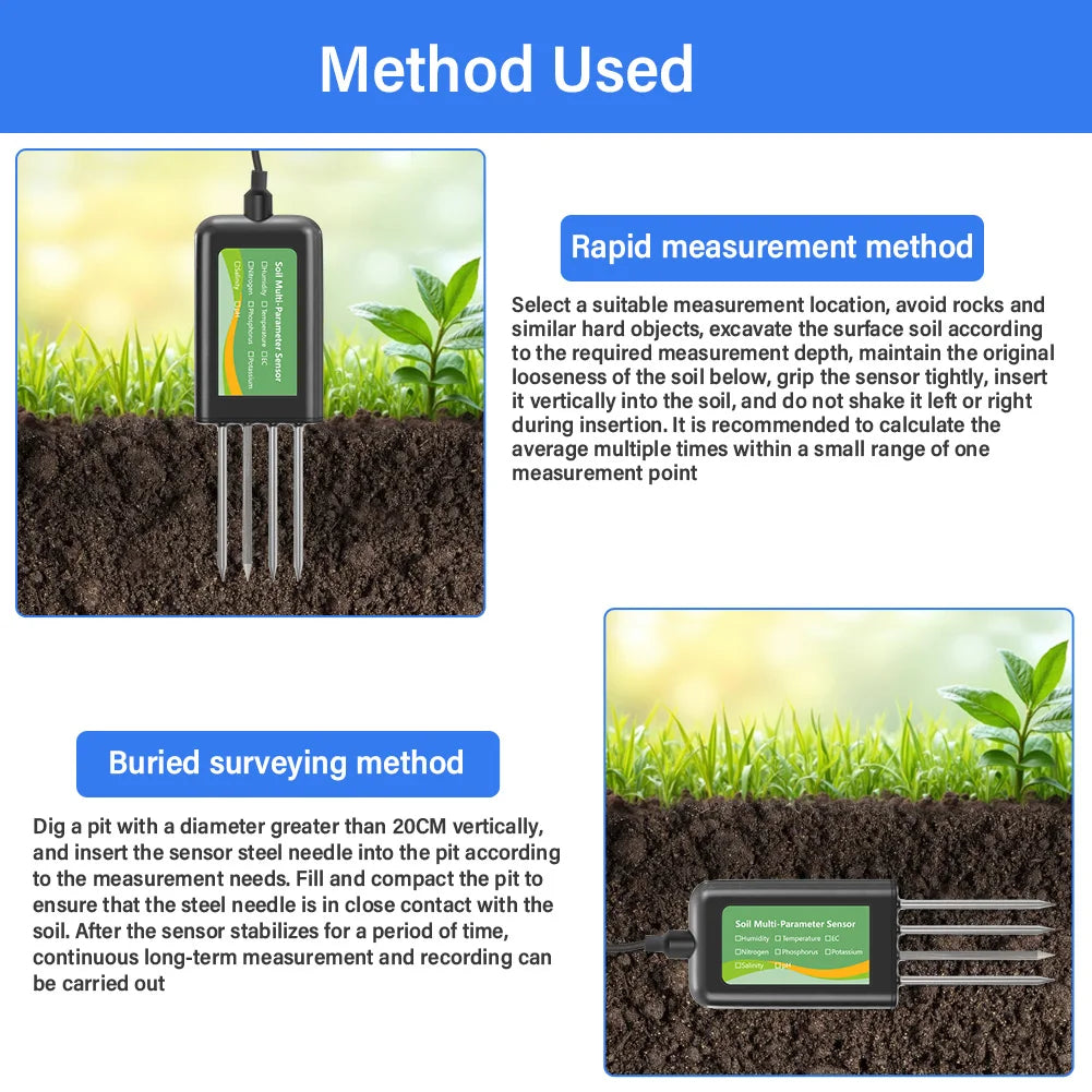 8-in-1 Soil Sensor For Agriculture PH EC Moisture