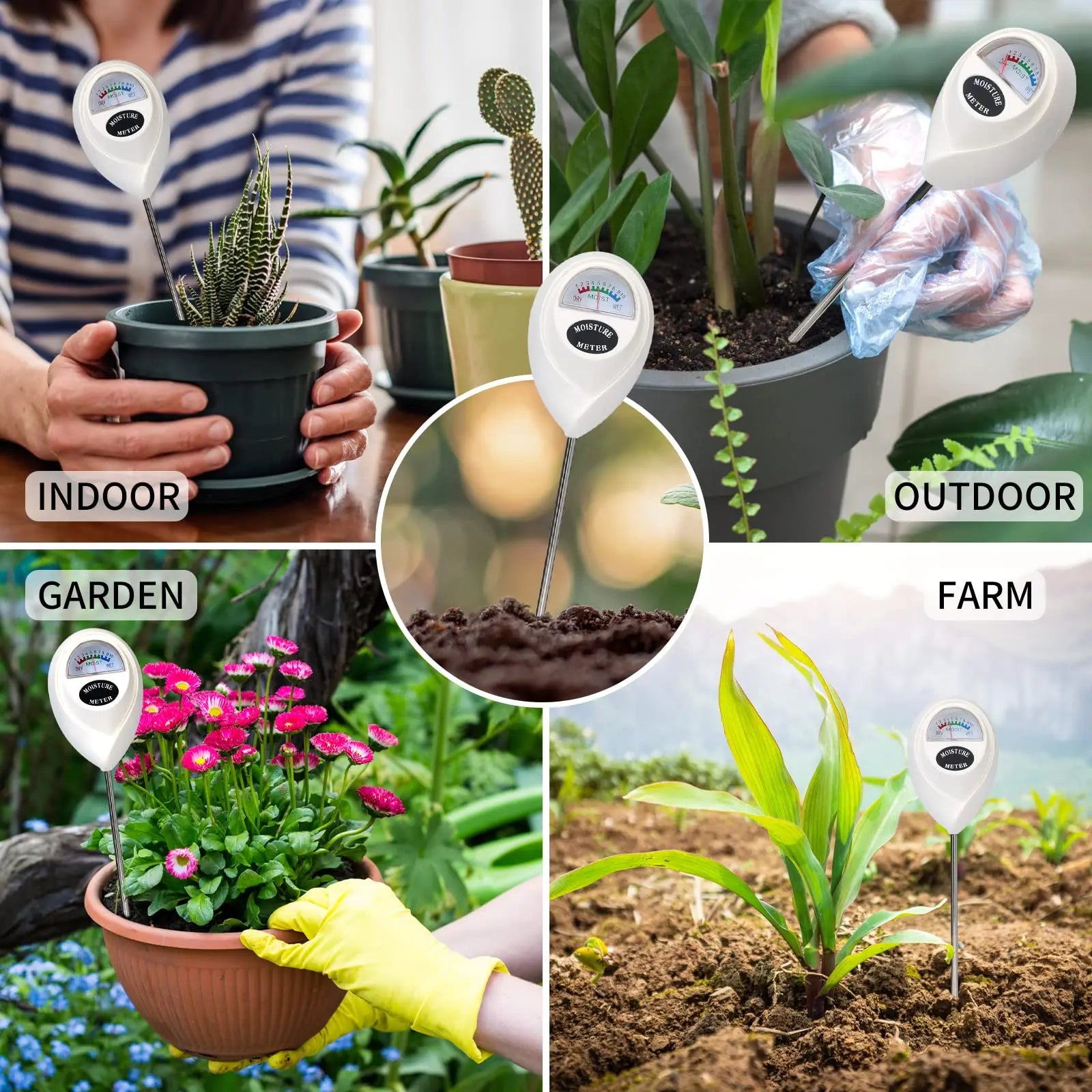 3-in-1 Soil Moisture Meter – No Battery Sunlight