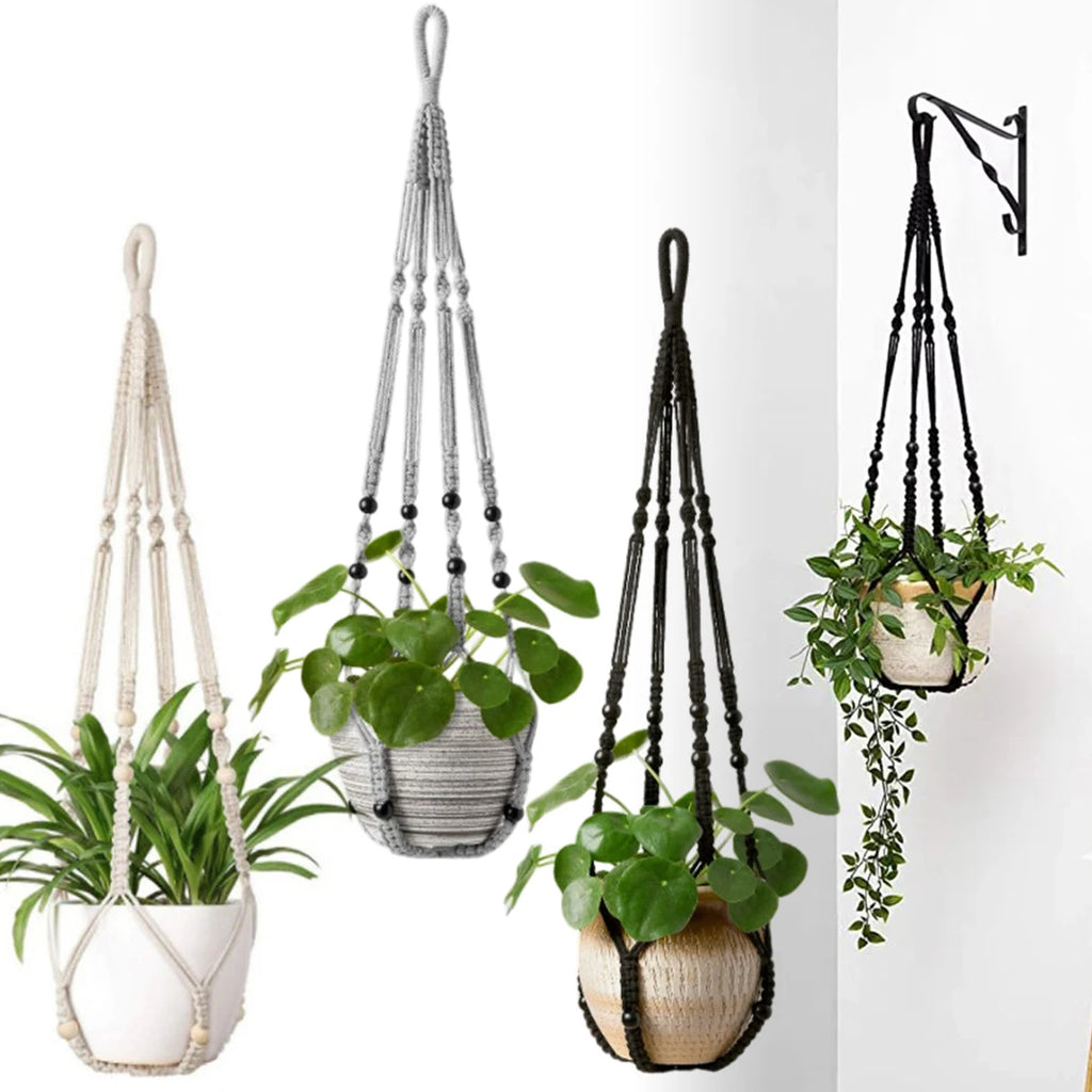 Gardening Green Plant Hanging Basket Cotton Rope Hanger