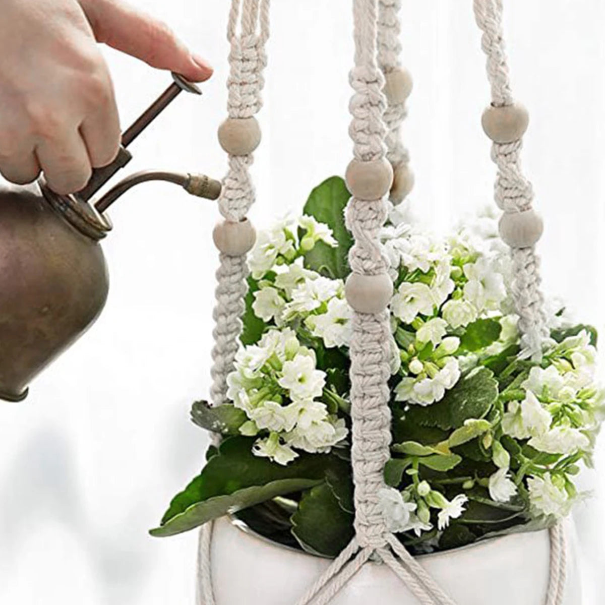 Gardening Green Plant Hanging Basket Cotton Rope Hanger