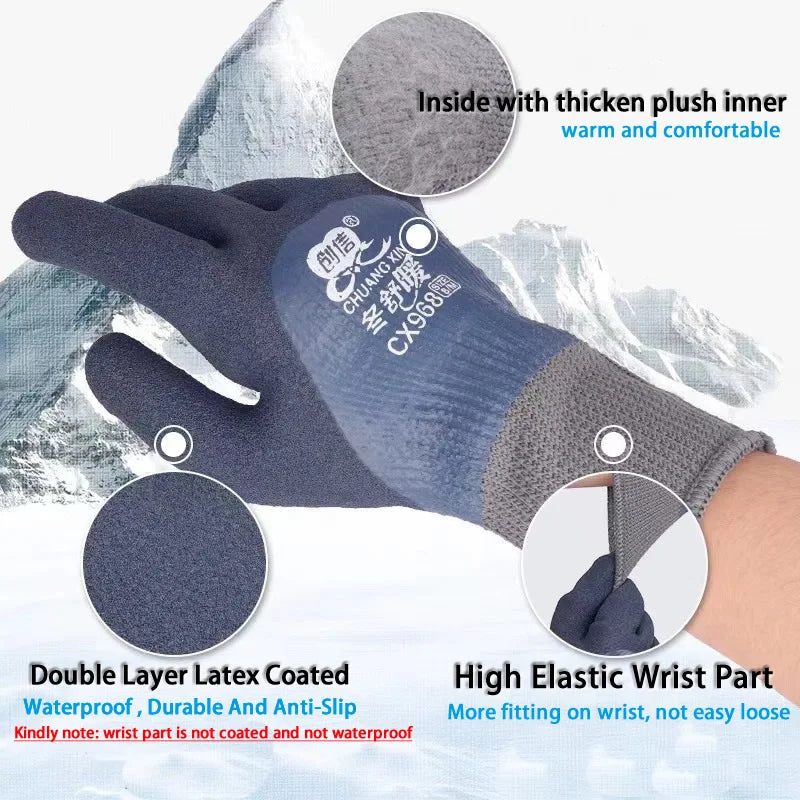 1Pair Winter Thermal Gloves Waterproof Work Safety