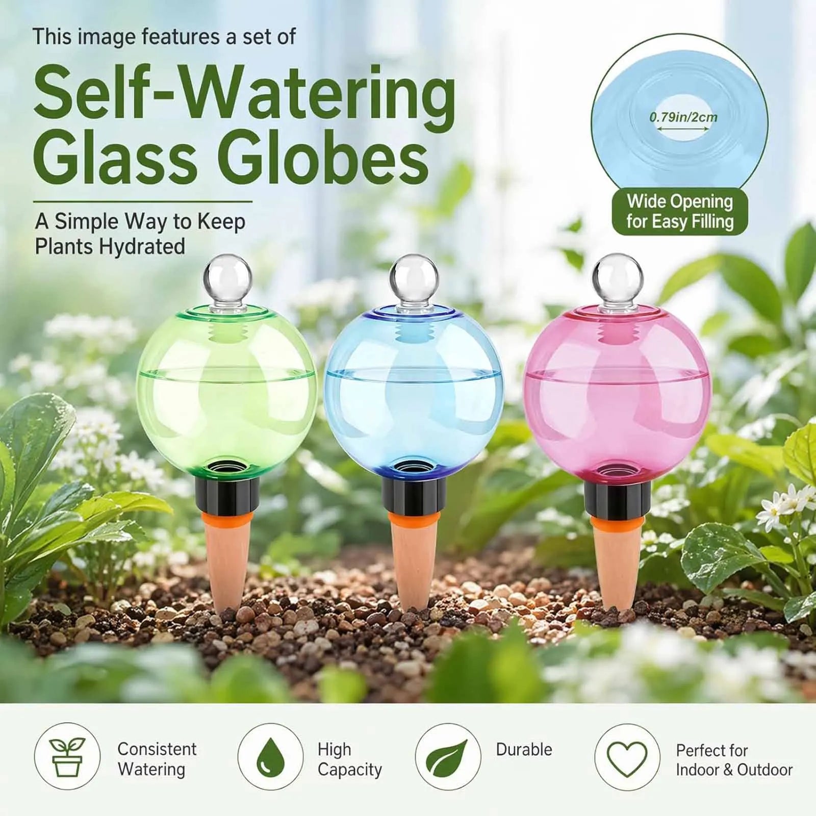 Self Watering Globes Top Fill Automatic Plant Watering