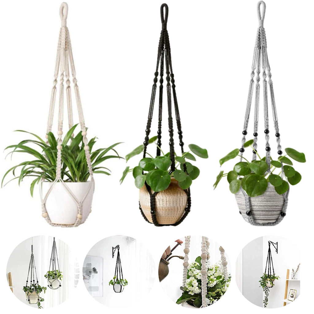 Gardening Green Plant Hanging Basket Cotton Rope Hanger