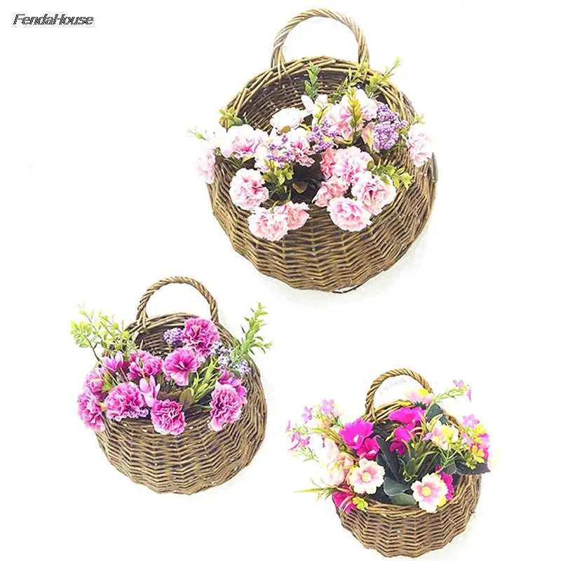 Wall Hanging Flower Planter Wicker Rattam Basket Garden