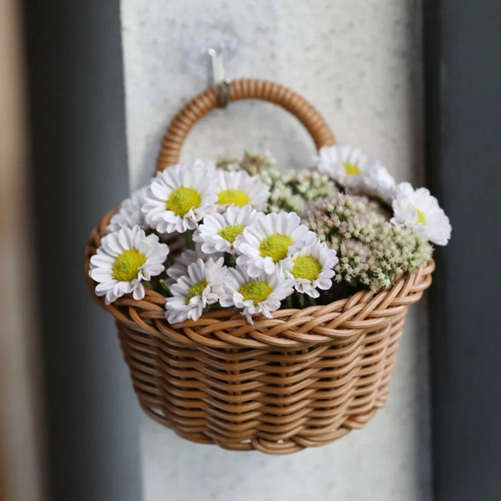 Home Hanging Woven Storage Basket Hand-Woven Wall Basket