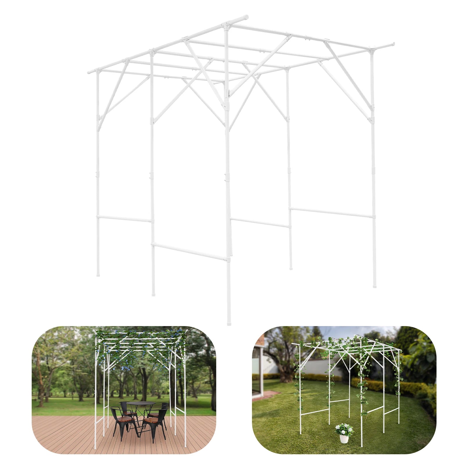 Metal Walkway Arbor Pergola Grape Vine Trellis Garden