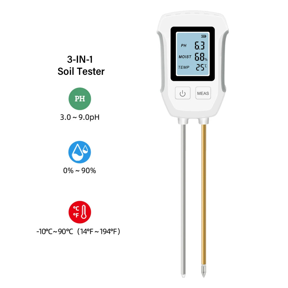 YIERYI Soil Meter Digital PH Moisture Fertility Light