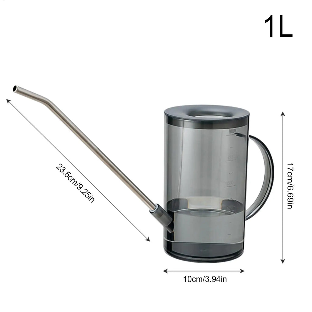 Watering Can Indoor 1L Clear Plastic Long Spout