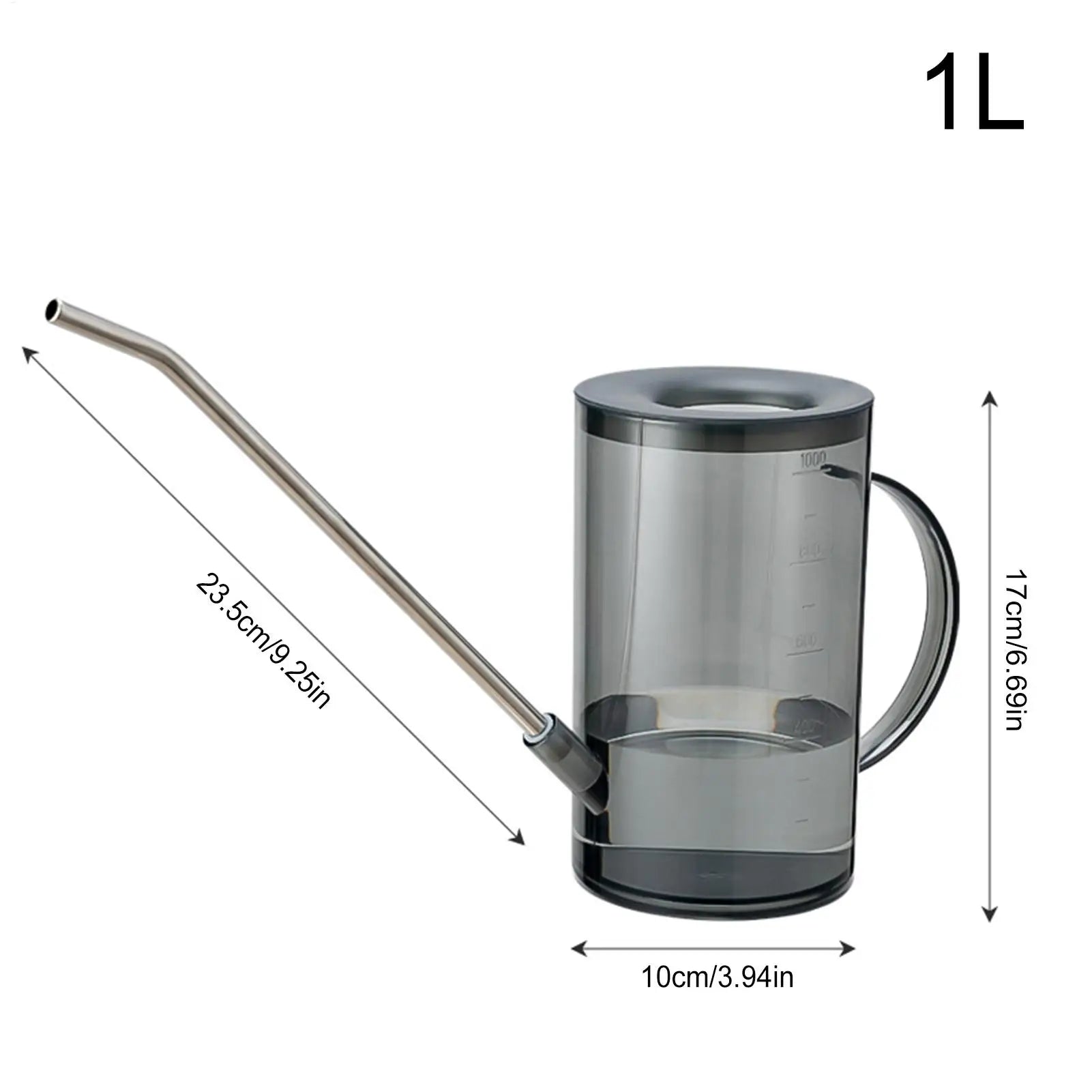 Watering Can Indoor 1L Clear Plastic Long Spout