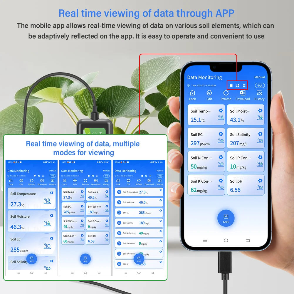 8-in-1 Soil Sensor For Agriculture PH EC Moisture