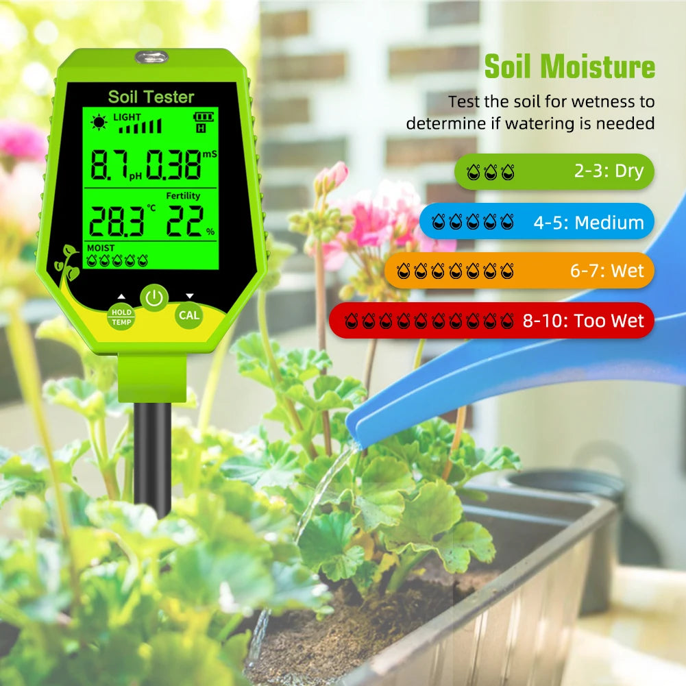 6-in-1 Multifunction Soil Meter Digital PH Tester Ec/light/moisture…