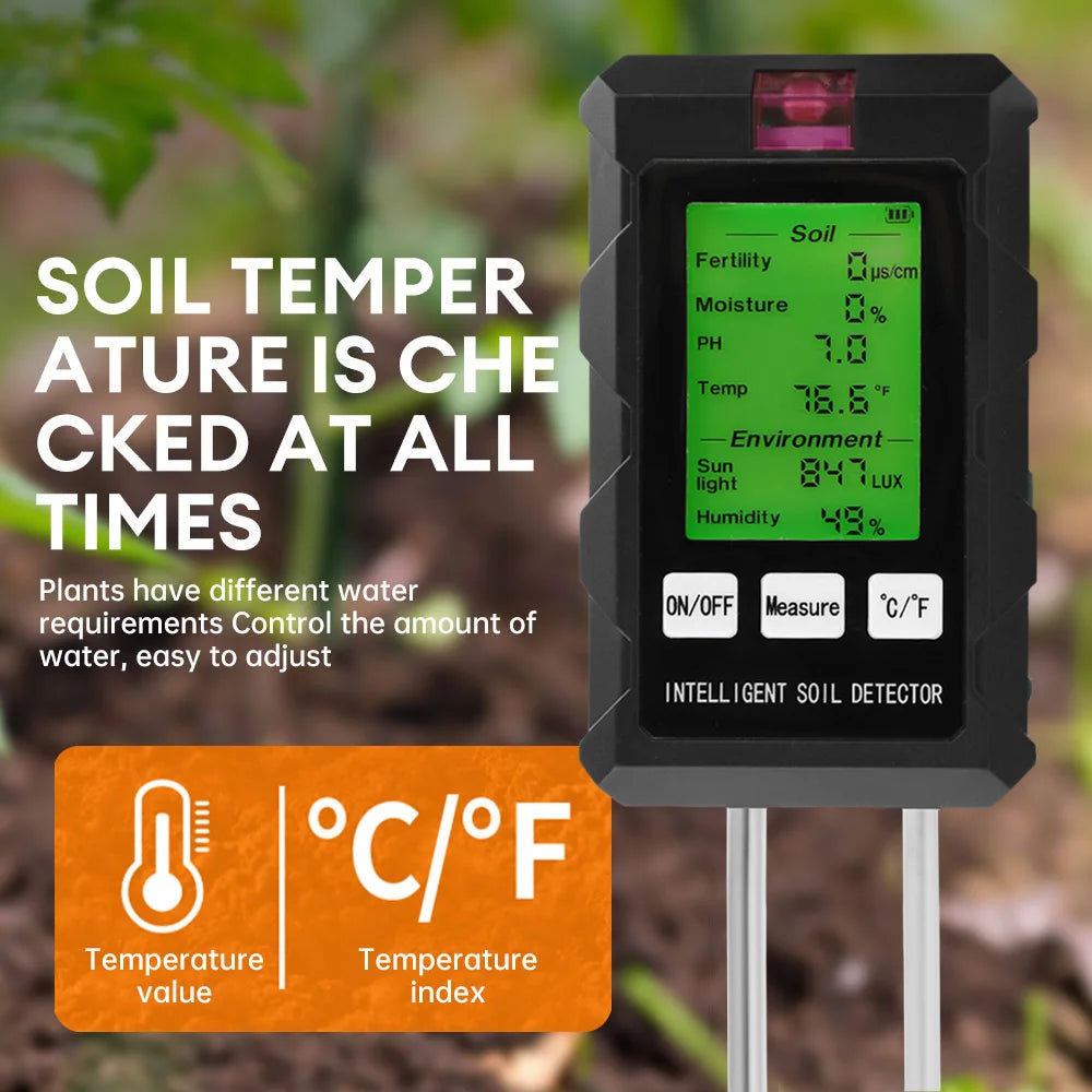 6-in-1 LCD Soil Tester PH Moisture Temperature Humidity