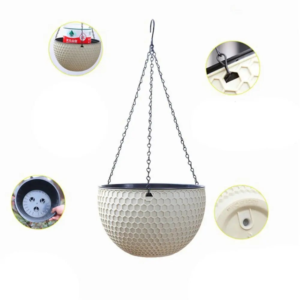 Plastic Imitation Weaving Flower Pot Self Absorbent Outdoor