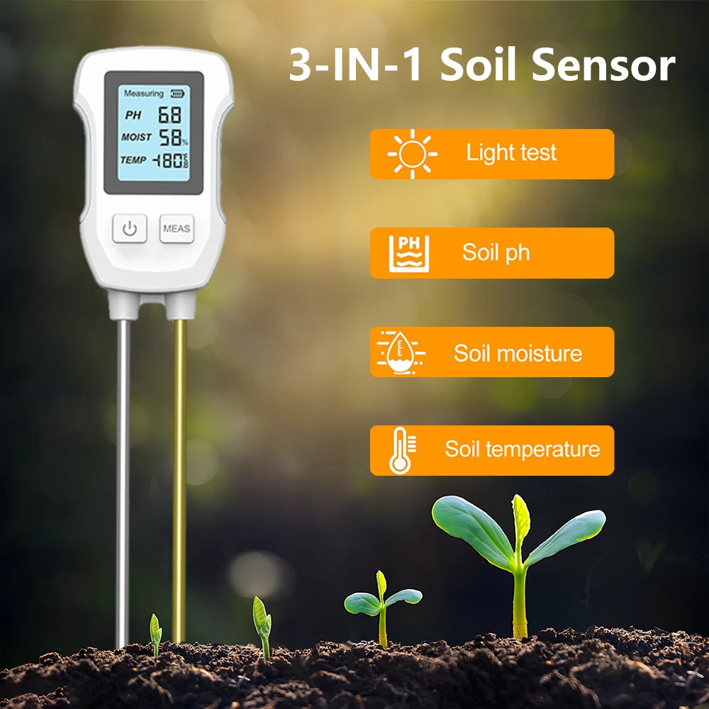 6-in-1 LCD Soil Tester PH Moisture Temperature Humidity