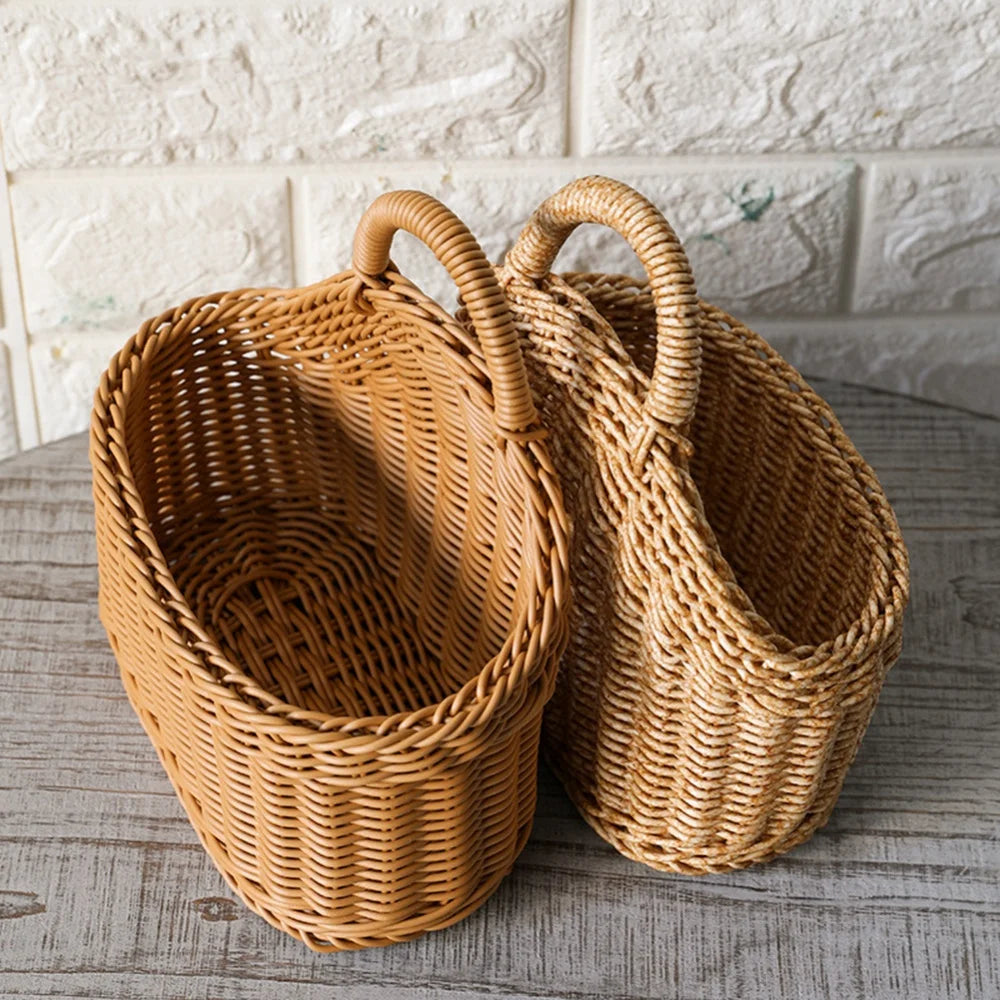 Home Hanging Woven Storage Basket Hand-Woven Wall Basket