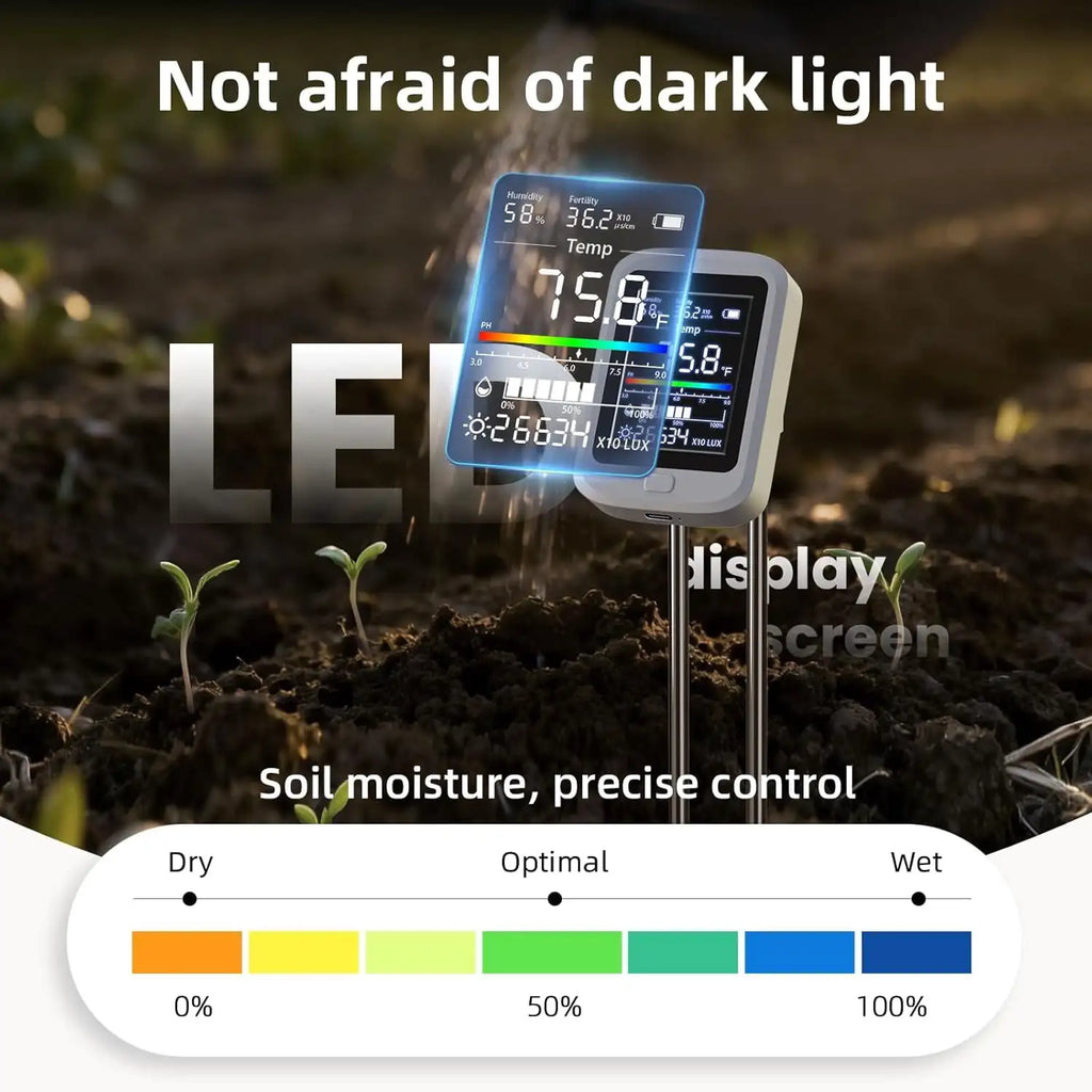 6-in-1 Soil PH Tester Double Needle Ambient Humidity