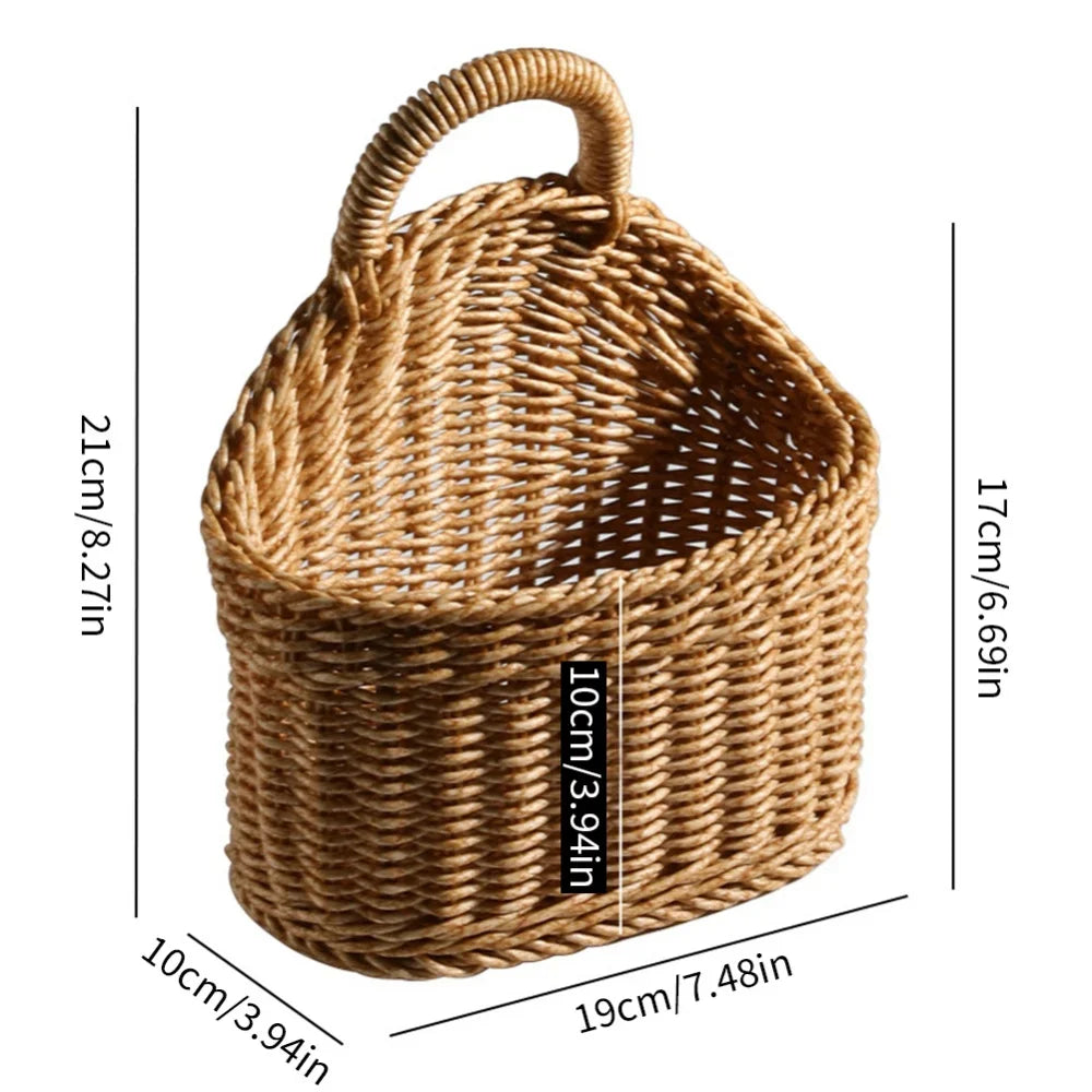 Home Hanging Woven Storage Basket Hand-Woven Wall Basket