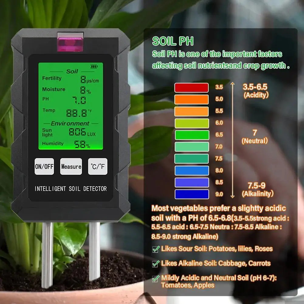 6-in-1 Multifunction Soil Meter Digital Hygrometer PH Tester