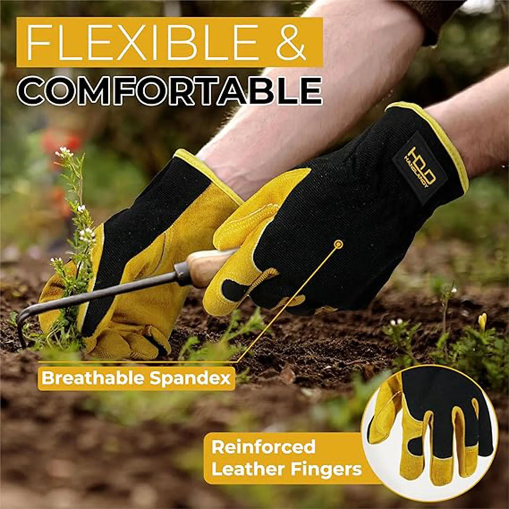 HANDLANDY Men Leather Gardening Gloves