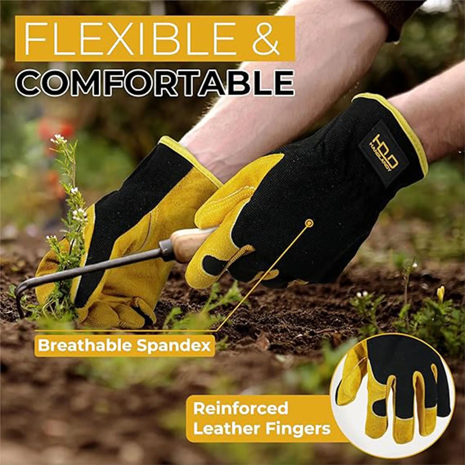 HANDLANDY Men Leather Gardening Gloves