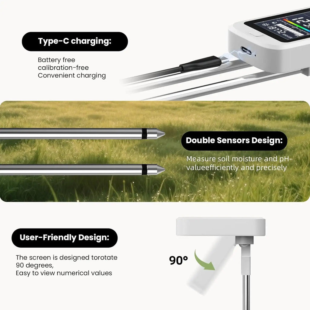 6-in-1 Soil PH Tester Double Needle Ambient Humidity
