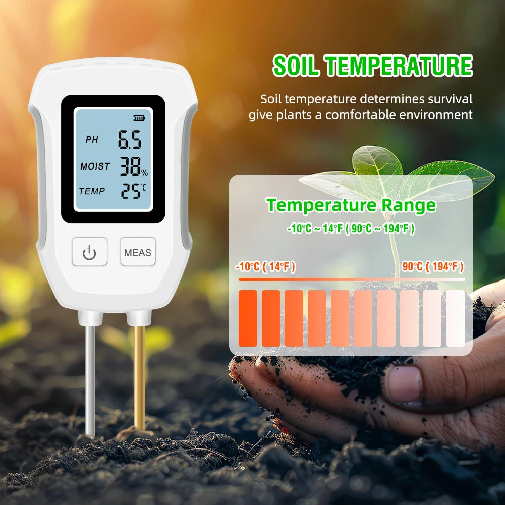 YIERYI Soil Meter Digital PH Moisture Fertility Light