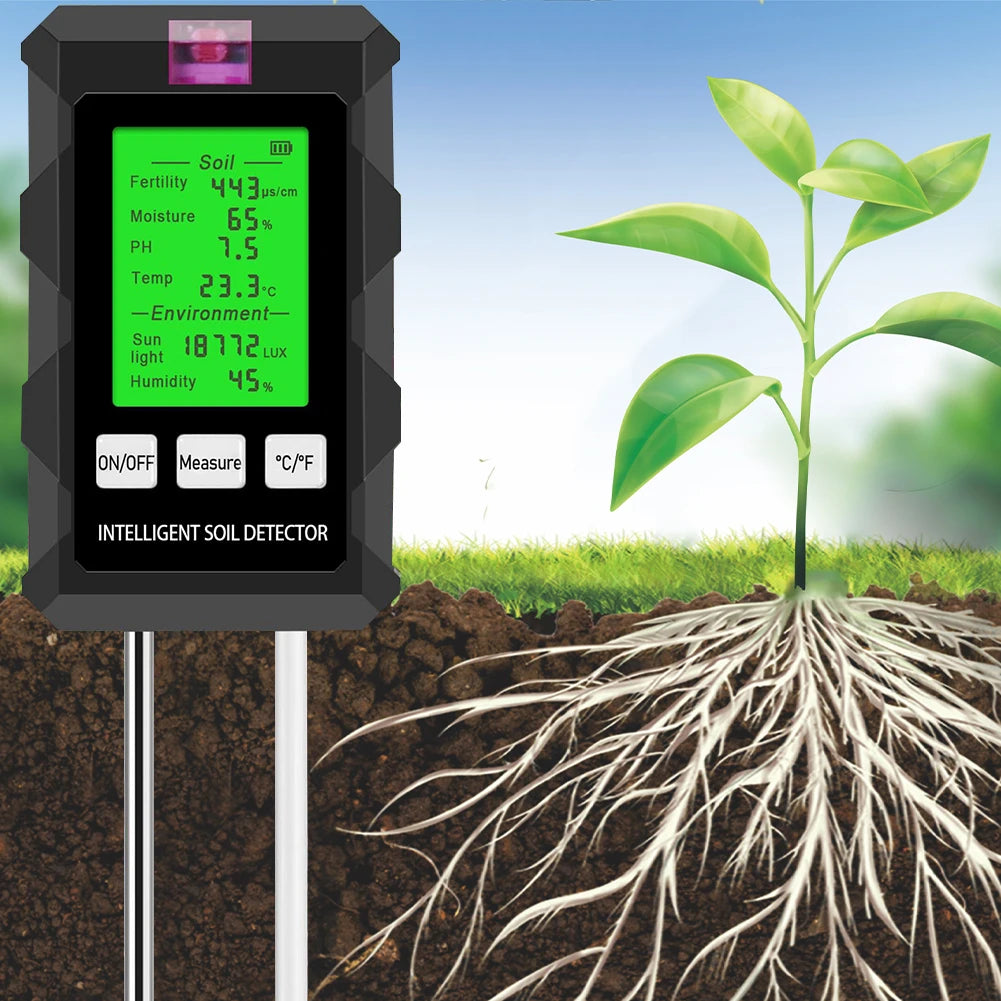 6-in-1 Soil Tester Digital PH Meter LCD Display