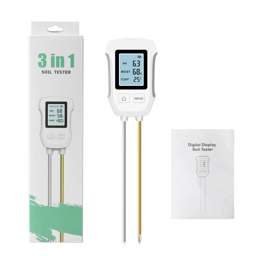 YIERYI Soil Meter Digital PH Moisture Fertility Light
