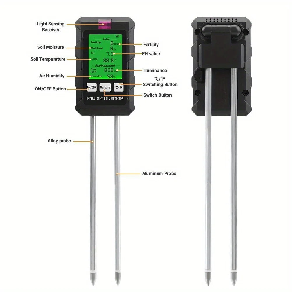 6-in-1 Multifunction Soil Meter Digital Hygrometer PH Tester