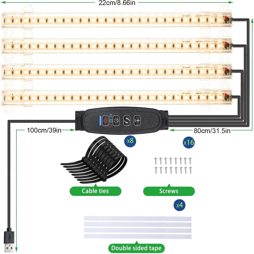 8.6" Full Spectrum LED Grow Strips (3500K)