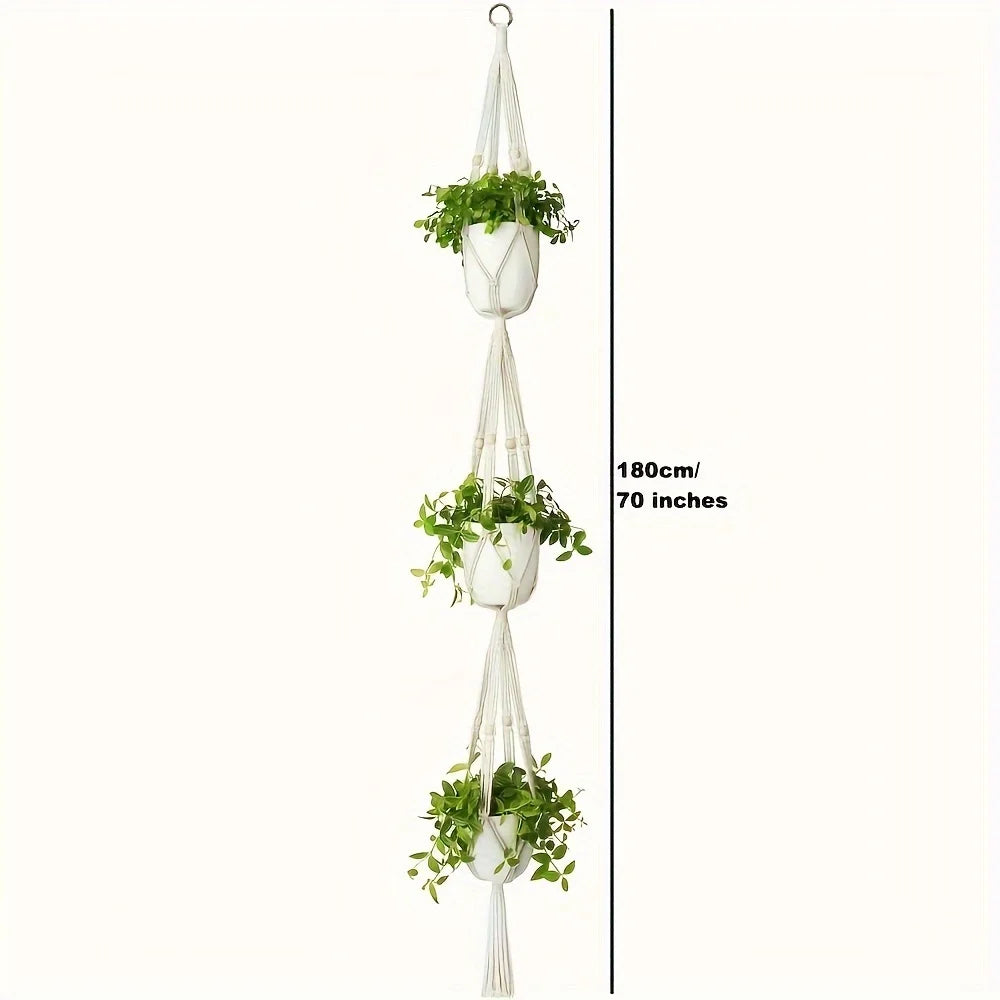 Macrame Double Plant Pendant Indoor Outdoor