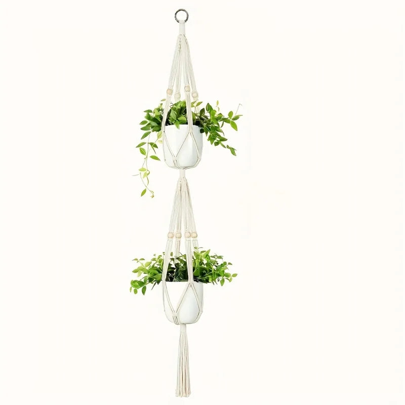 Macrame Double Plant Pendant Indoor Outdoor